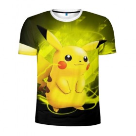 Мужская футболка 3D спортивная с принтом Pikachu Pika Pika в Ухте, 100% полиэстер с улучшенными характеристиками | приталенный силуэт, круглая горловина, широкие плечи, сужается к линии бедра | pika | pikachu | аниме | детская | детям | игры | молния | мышка | мышь | пика | пикачу | покемон | покемоны
