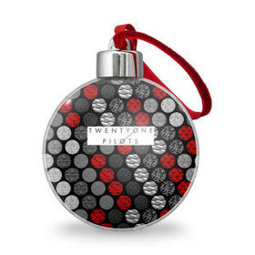 Ёлочный шар с принтом TWENTY ONE PILOTS (TOP) в Ухте, Пластик | Диаметр: 77 мм | Тематика изображения на принте: 21 pilots | 21p | bandito | blurryface | chlorine | joshua | music | ned | rock | top | trench | twenty one pilots | tyler | бандито | группа | музыка | нэд | рок | тренч