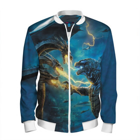 Мужской бомбер 3D ГОДЗИЛЛА : в Ухте, 100% полиэстер | застегивается на молнию, по бокам два кармана без застежек, по низу бомбера и на воротнике - эластичная резинка | godzilla | king of the monsters | годзила | годзилла 2 | король монстров