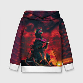 Детская толстовка 3D с принтом Укулеле в Ухте, 100% полиэстер | двухслойный капюшон со шнурком для регулировки, мягкие манжеты на рукавах и по низу толстовки, спереди карман-кенгуру с мягким внутренним слоем | Тематика изображения на принте: godzilla | king of the monsters | годзила | годзилла 2 | король монстров