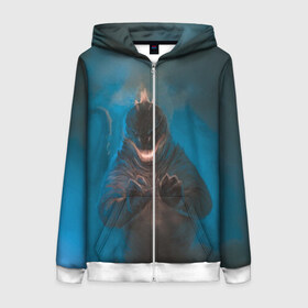 Женская толстовка 3D на молнии с принтом Blue в Ухте, 100% полиэстер | длина до линии бедра, манжеты и пояс оформлены мягкой тканевой резинкой, двухслойный капюшон со шнурком для регулировки, спереди молния, по бокам два кармана | godzilla | king of the monsters | годзила | годзилла 2 | король монстров