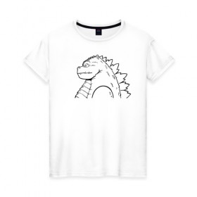 Женская футболка хлопок с принтом Годзилла в Ухте, 100% хлопок | прямой крой, круглый вырез горловины, длина до линии бедер, слегка спущенное плечо | godzilla | king of the monsters | годзила | годзилла 2 | король монстров