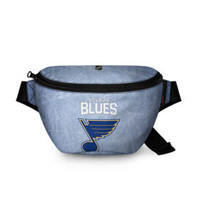 Поясная сумка 3D с принтом St. Louis Blues в Ухте, 100% полиэстер | плотная ткань, ремень с регулируемой длиной, внутри несколько карманов для мелочей, основное отделение и карман с обратной стороны сумки застегиваются на молнию | 