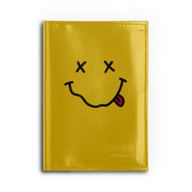Обложка для автодокументов NIRVANA SMILE: в Ухте, натуральная кожа |  размер 19,9*13 см; внутри 4 больших “конверта” для документов и один маленький отдел — туда идеально встанут права | music | nirvana | rip smile | rock | smile | группа | курт кобейн | музыка | нирвана | рок | смайл