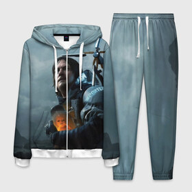 Мужской костюм 3D с принтом Сэм - DEATH STRANDING в Ухте, 100% полиэстер | Манжеты и пояс оформлены тканевой резинкой, двухслойный капюшон со шнурком для регулировки, карманы спереди | cliff | death | game | games | hideo | kojima | logo | mads | mikkelsen | norman | porter | reedus | sam | stranding | дес | игра | игры | клифф | кодзима | лого | миккельсен | портер | ридус | стрендинг | сэм | хидео