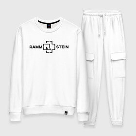 Женский костюм хлопок с принтом Rammstein в Ухте, 100% хлопок | на свитшоте круглая горловина, мягкая резинка по низу. Брюки заужены к низу, на них два вида карманов: два 