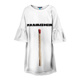 Детское платье 3D с принтом Rammstein. Radio в Ухте, 100% полиэстер | прямой силуэт, чуть расширенный к низу. Круглая горловина, на рукавах — воланы | Тематика изображения на принте: kruspe | lindemann | metal | oliver | rammstein | richard | riedel | rock | till | кристиан | круспе | линдеманн | лоренц | метал | оливер | рамштайн | ридель | рихард | рок | тилль