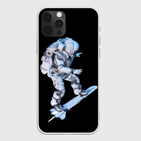 Чехол для iPhone 12 Pro Космонавт: в Ухте, силикон | область печати: задняя сторона чехла, без боковых панелей | astronaut | black | cool | man | skateboard | space | space suit | suit | астронавт | космонавт | космос | костюм | прикольный | скафандр | скейтборд | человек | черный