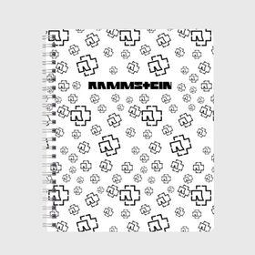 Тетрадь с принтом RAMMSTEIN в Ухте, 100% бумага | 48 листов, плотность листов — 60 г/м2, плотность картонной обложки — 250 г/м2. Листы скреплены сбоку удобной пружинной спиралью. Уголки страниц и обложки скругленные. Цвет линий — светло-серый
 | metallica | music | rammstein | rock | металл | металлика | музыка | раммштайн | рок | рок группа