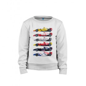 Детский свитшот хлопок с принтом F1 Болиды 3 в Ухте, 100% хлопок | круглый вырез горловины, эластичные манжеты, пояс и воротник | f1 | f2 | авто | болид | болиды | гонки | формула 1