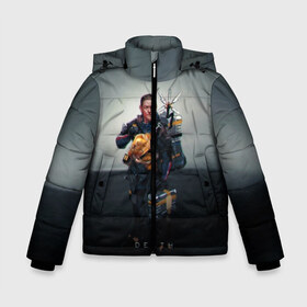 Зимняя куртка для мальчиков 3D с принтом DS в Ухте, ткань верха — 100% полиэстер; подклад — 100% полиэстер, утеплитель — 100% полиэстер | длина ниже бедра, удлиненная спинка, воротник стойка и отстегивающийся капюшон. Есть боковые карманы с листочкой на кнопках, утяжки по низу изделия и внутренний карман на молнии. 

Предусмотрены светоотражающий принт на спинке, радужный светоотражающий элемент на пуллере молнии и на резинке для утяжки | Тематика изображения на принте: cliff | deadman | death stranding | fragile | hideo kojima | mads mikkelsen | norman reedus | sam | дельторо | дэдмен | коджима | кодзима | мадс миккельсен | норман ридус | сэм | хидео