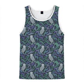 Мужская майка 3D с принтом Сова в Ухте, 100% полиэстер | круглая горловина, приталенный силуэт, длина до линии бедра. Пройма и горловина окантованы тонкой бейкой | сова | узор