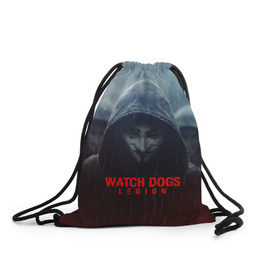 Рюкзак-мешок 3D с принтом WATCH DOGS LEGION в Ухте, 100% полиэстер | плотность ткани — 200 г/м2, размер — 35 х 45 см; лямки — толстые шнурки, застежка на шнуровке, без карманов и подкладки | action | ct os | ded sec | fox | game | hacker | legion | watch dogs | watch dogs 2 | watch dogs legion | знак лиса | игра | компьютерная игра | легион | хакер