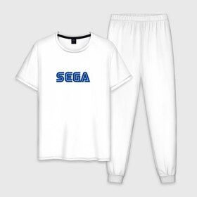 Мужская пижама хлопок с принтом SEGA в Ухте, 100% хлопок | брюки и футболка прямого кроя, без карманов, на брюках мягкая резинка на поясе и по низу штанин
 | hedgehog | metal sonic | silver | silver the hedgehog | sonic | sonic boom | sonic the hedgehog | ёж сонник | игры | соник | фильмы