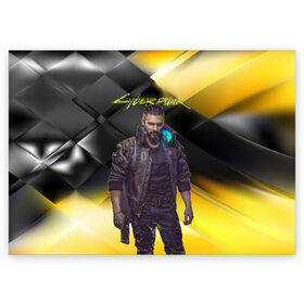 Поздравительная открытка с принтом CYBERPUNK 2077 в Ухте, 100% бумага | плотность бумаги 280 г/м2, матовая, на обратной стороне линовка и место для марки
 | 