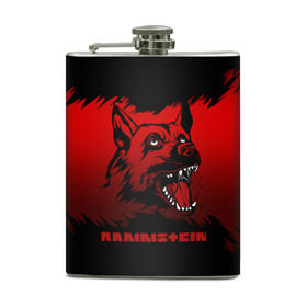 Фляга с принтом Rammstein dog в Ухте, металлический корпус | емкость 0,22 л, размер 125 х 94 мм. Виниловая наклейка запечатывается полностью | Тематика изображения на принте: 2019 | dog | du hast | german | lindemann | rammstein | rammsteinfan | ramstein | till | группы | линдеманн | метал | музыка | овчарка | рамштаин | рамштайн | рамштейн | рок | собака | тилль | тиль