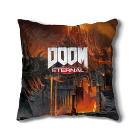Подушка 3D с принтом DOOM Eternal в Ухте, наволочка – 100% полиэстер, наполнитель – холлофайбер (легкий наполнитель, не вызывает аллергию). | состоит из подушки и наволочки. Наволочка на молнии, легко снимается для стирки | bethesda | dead | death | doom | doom eternal | game | games | metal | monster | ps4 | space | steam | xbox | дум | игра | космос | метал | меч | экшн
