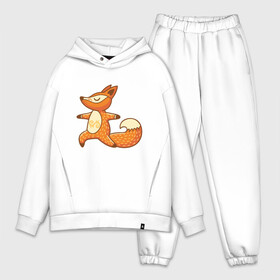 Мужской костюм хлопок OVERSIZE с принтом Лисенок занимается йогой в Ухте,  |  | fox | гимнастика | йога | лис | лиса | лисенок | рыжая | упражнения