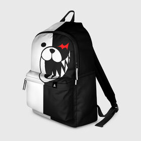 Рюкзак 3D с принтом MONOKUMA в Ухте, 100% полиэстер | лямки с регулируемой длиной, сверху петелька, чтобы рюкзак можно было повесить на вешалку. Основное отделение закрывается на молнию, как и внешний карман. Внутри два дополнительных кармана, один из которых закрывается на молнию. По бокам два дополнительных кармашка | anime | bear | black  white | danganronpa | kurokuma | monodam | monokuma | monomi | monotaro | pink | rabbit | school | shirokuma | аниме | главарь | мoноми | монокума | черно белый | школа