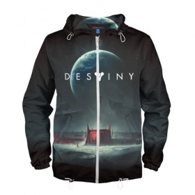 Мужская ветровка 3D с принтом DESTINY в Ухте, 100% полиэстер | подол и капюшон оформлены резинкой с фиксаторами, два кармана без застежек по бокам, один потайной карман на груди | bungie | cayde 6 | cyd6 | destiny | destiny 2 | forsaken | gambit | hunter | titan | warlock | банги | варлок | гамбит | дестини | дестини 2 | зур | кейд | кейд 6 | отвергнутые | охотник | титан | туз