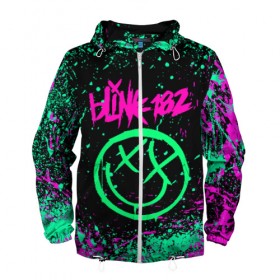 Мужская ветровка 3D с принтом BLINK-182 в Ухте, 100% полиэстер | подол и капюшон оформлены резинкой с фиксаторами, два кармана без застежек по бокам, один потайной карман на груди | Тематика изображения на принте: blink | music | rock | блинк | группа | музыка | музыканты | рок