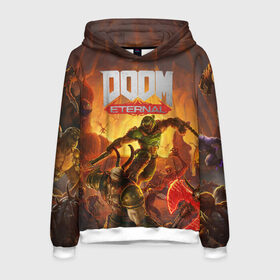 Мужская толстовка 3D с принтом Doom в Ухте, 100% полиэстер | двухслойный капюшон со шнурком для регулировки, мягкие манжеты на рукавах и по низу толстовки, спереди карман-кенгуру с мягким внутренним слоем. | Тематика изображения на принте: cacodemon | doom | eternal | вечность | вечный | дум | итёрнал | какодемон | этернал
