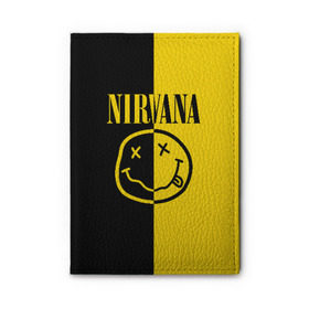 Обложка для автодокументов NIRVANA: в Ухте, натуральная кожа |  размер 19,9*13 см; внутри 4 больших “конверта” для документов и один маленький отдел — туда идеально встанут права | music | nirvana | rip smile | rock | smile | группа | курт кобейн | музыка | нирвана | рок | смайл