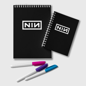 Блокнот с принтом NIN в Ухте, 100% бумага | 48 листов, плотность листов — 60 г/м2, плотность картонной обложки — 250 г/м2. Листы скреплены удобной пружинной спиралью. Цвет линий — светло-серый
 | Тематика изображения на принте: music | nin | nine inch nails | rock | группа | музыка | музыканты | нин | рок