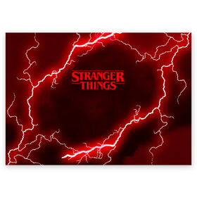 Поздравительная открытка с принтом STRANGER THINGS в Ухте, 100% бумага | плотность бумаги 280 г/м2, матовая, на обратной стороне линовка и место для марки
 | Тематика изображения на принте: 011 | eggo | eleven | friends don t lie | netflix | season 3 | stranger things | демогоргон | нетфликс | одиннадцатая | очень странные дела | сезон 3