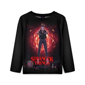 Детский лонгслив 3D с принтом STRANGER THINGS в Ухте, 100% полиэстер | длинные рукава, круглый вырез горловины, полуприлегающий силуэт
 | 011 | eggo | eleven | friends don t lie | netflix | season 3 | stranger things | демогоргон | нетфликс | одиннадцатая | очень странные дела | сезон 3