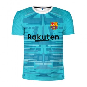 Мужская футболка 3D спортивная с принтом Barcelona Gk 19-20 в Ухте, 100% полиэстер с улучшенными характеристиками | приталенный силуэт, круглая горловина, широкие плечи, сужается к линии бедра | barcelona | champions league | spain | ter stegen | барселона | испания | лига чемпионов | тер штеген