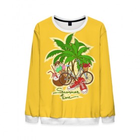 Мужской свитшот 3D с принтом Summer time в Ухте, 100% полиэстер с мягким внутренним слоем | круглый вырез горловины, мягкая резинка на манжетах и поясе, свободная посадка по фигуре | 