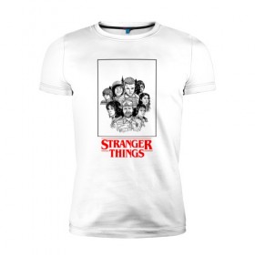 Мужская футболка премиум с принтом STRANGER THINGS в Ухте, 92% хлопок, 8% лайкра | приталенный силуэт, круглый вырез ворота, длина до линии бедра, короткий рукав | stranger things | очень странные дела