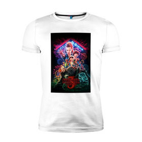 Мужская футболка премиум с принтом STRANGER THINGS в Ухте, 92% хлопок, 8% лайкра | приталенный силуэт, круглый вырез ворота, длина до линии бедра, короткий рукав | stranger things | очень странные дела