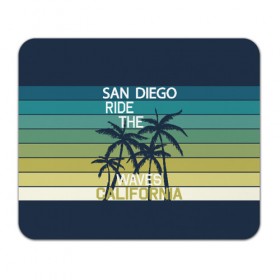 Коврик для мышки прямоугольный с принтом California в Ухте, натуральный каучук | размер 230 х 185 мм; запечатка лицевой стороны | california | cool | palm trees | san diego | stripes | travel | калифорния | пальмы | полосы | прикольный | путешествие | сан диего
