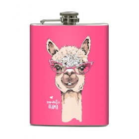 Фляга с принтом Romantic llama в Ухте, металлический корпус | емкость 0,22 л, размер 125 х 94 мм. Виниловая наклейка запечатывается полностью | Тематика изображения на принте: alpaca | animal | cool | flowers | head | heart | inscription | llama | look | pink | romance | альпака | взгляд | голова | животное | лама | любовь | надпись | очки | прикольный | розовые | романтика | сердце | цветы