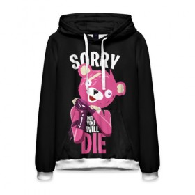 Мужская толстовка 3D с принтом Sorry в Ухте, 100% полиэстер | двухслойный капюшон со шнурком для регулировки, мягкие манжеты на рукавах и по низу толстовки, спереди карман-кенгуру с мягким внутренним слоем. | Тематика изображения на принте: fortnite | фортнайт