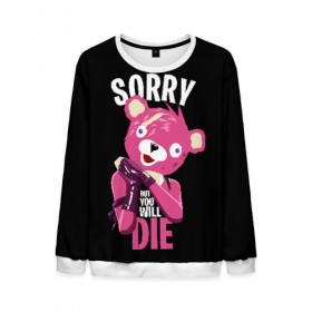 Мужской свитшот 3D с принтом Sorry в Ухте, 100% полиэстер с мягким внутренним слоем | круглый вырез горловины, мягкая резинка на манжетах и поясе, свободная посадка по фигуре | Тематика изображения на принте: fortnite | фортнайт
