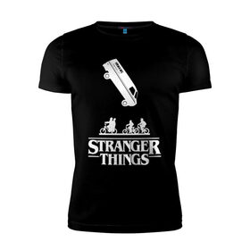 Мужская футболка премиум с принтом STRANGER THINGS в Ухте, 92% хлопок, 8% лайкра | приталенный силуэт, круглый вырез ворота, длина до линии бедра, короткий рукав | stranger 2 | stranger 3 | stranger things 3 | things 2 | things 3 | очень странные дела | очень странные дела 3. | очень странный дело