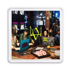 Магнит 55*55 с принтом WATCH DOGS в Ухте, Пластик | Размер: 65*65 мм; Размер печати: 55*55 мм | action | ct os | ded sec | fox | game | hacker | legion | watch dogs | watch dogs 2 | watch dogs legion | знак лиса | игра | компьютерная игра | легион | хакер