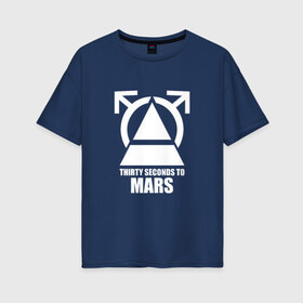 Женская футболка хлопок Oversize с принтом 30 SECONDS TO MARS в Ухте, 100% хлопок | свободный крой, круглый ворот, спущенный рукав, длина до линии бедер
 | 30 seconds to mars | 30 секунд до марса | jared leto | thirty seconds to mars | джаред лето