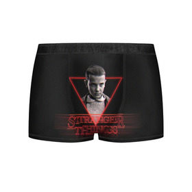 Мужские трусы 3D с принтом STRANGER THINGS в Ухте, 50% хлопок, 50% полиэстер | классическая посадка, на поясе мягкая тканевая резинка | Тематика изображения на принте: 11 | eleven | stranger | things | дела | крайне | оди | одиннадцатая | одиннадцать | очень | события | странные