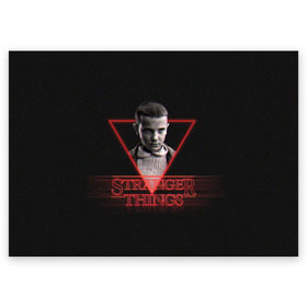 Поздравительная открытка с принтом STRANGER THINGS в Ухте, 100% бумага | плотность бумаги 280 г/м2, матовая, на обратной стороне линовка и место для марки
 | Тематика изображения на принте: 11 | eleven | stranger | things | дела | крайне | оди | одиннадцатая | одиннадцать | очень | события | странные