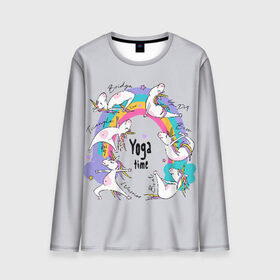 Мужской лонгслив 3D с принтом Yoga time в Ухте, 100% полиэстер | длинные рукава, круглый вырез горловины, полуприлегающий силуэт | animal | asana | boat | bow | children | drawing | funny | hearts | horses | inscriptio | om | rainbow | stars | triangle | unicorns | warrior | yoga | zen | асана | воин | детский | дзен | животное | забавный | звезды | йога | лодка | лошади | лук | мост