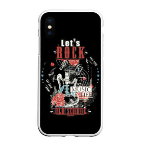 Чехол для iPhone XS Max матовый с принтом Let`s Rock в Ухте, Силикон | Область печати: задняя сторона чехла, без боковых панелей | Тематика изображения на принте: come on rock | cool | electric guitar | flower | freedom | inscription | life | music | old | poster | punk | school | slogan | sound | давай рок | жизнь | звук | крутой | музыка | надпись | ноты | панк | плакат | свобода | слоган | старая | цветок 