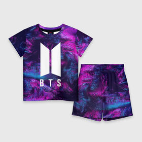 Детский костюм с шортами 3D с принтом BTS NEON в Ухте,  |  | bangtan boys | bts | бтс