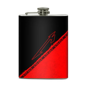 Фляга с принтом Metallica в Ухте, металлический корпус | емкость 0,22 л, размер 125 х 94 мм. Виниловая наклейка запечатывается полностью | 