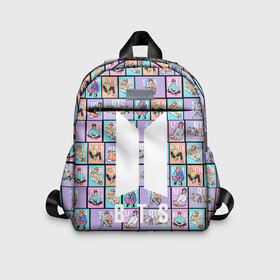 Детский рюкзак 3D с принтом BTS в Ухте, 100% полиэстер | лямки с регулируемой длиной, сверху петелька, чтобы рюкзак можно было повесить на вешалку. Основное отделение закрывается на молнию, как и внешний карман. Внутри дополнительный карман. По бокам два дополнительных кармашка | bangtan boys | bts | бтс