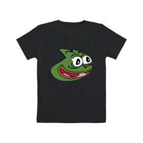 Детская футболка хлопок с принтом Pepega в Ухте, 100% хлопок | круглый вырез горловины, полуприлегающий силуэт, длина до линии бедер | feels bad man | feels good man | pepe | pepe the frog | sad pepe | грустная лягушка | пепе | пепега