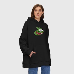 Худи SuperOversize хлопок с принтом Pepega в Ухте, 70% хлопок, 30% полиэстер, мягкий начес внутри | карман-кенгуру, эластичная резинка на манжетах и по нижней кромке, двухслойный капюшон
 | feels bad man | feels good man | pepe | pepe the frog | sad pepe | грустная лягушка | пепе | пепега